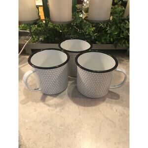 Dept. 56 Chicken Coop 3 New Enameled 12 oz cupsWhite with black chicken wire New